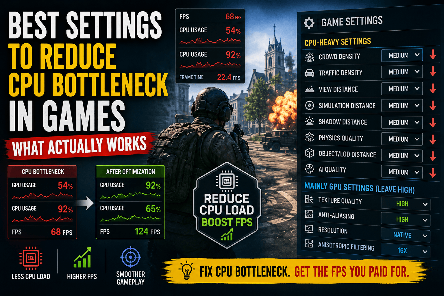 Best Settings to Reduce CPU Bottleneck in Games: What Actually Works